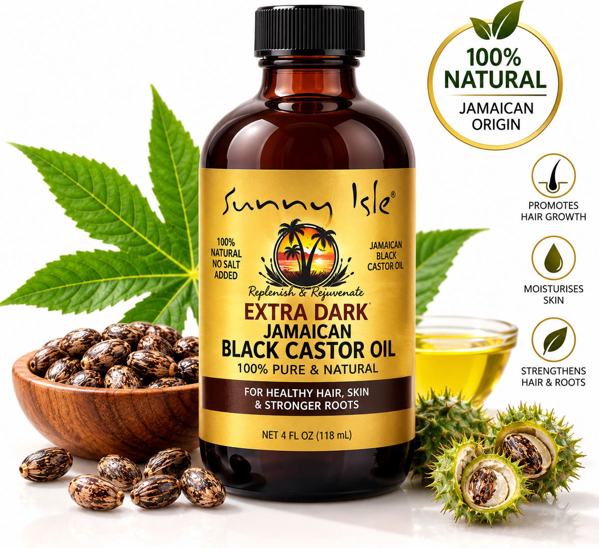 Sunny Isle Extra Dark Jamaican Black Castor Oil-118ml (4fl oz)