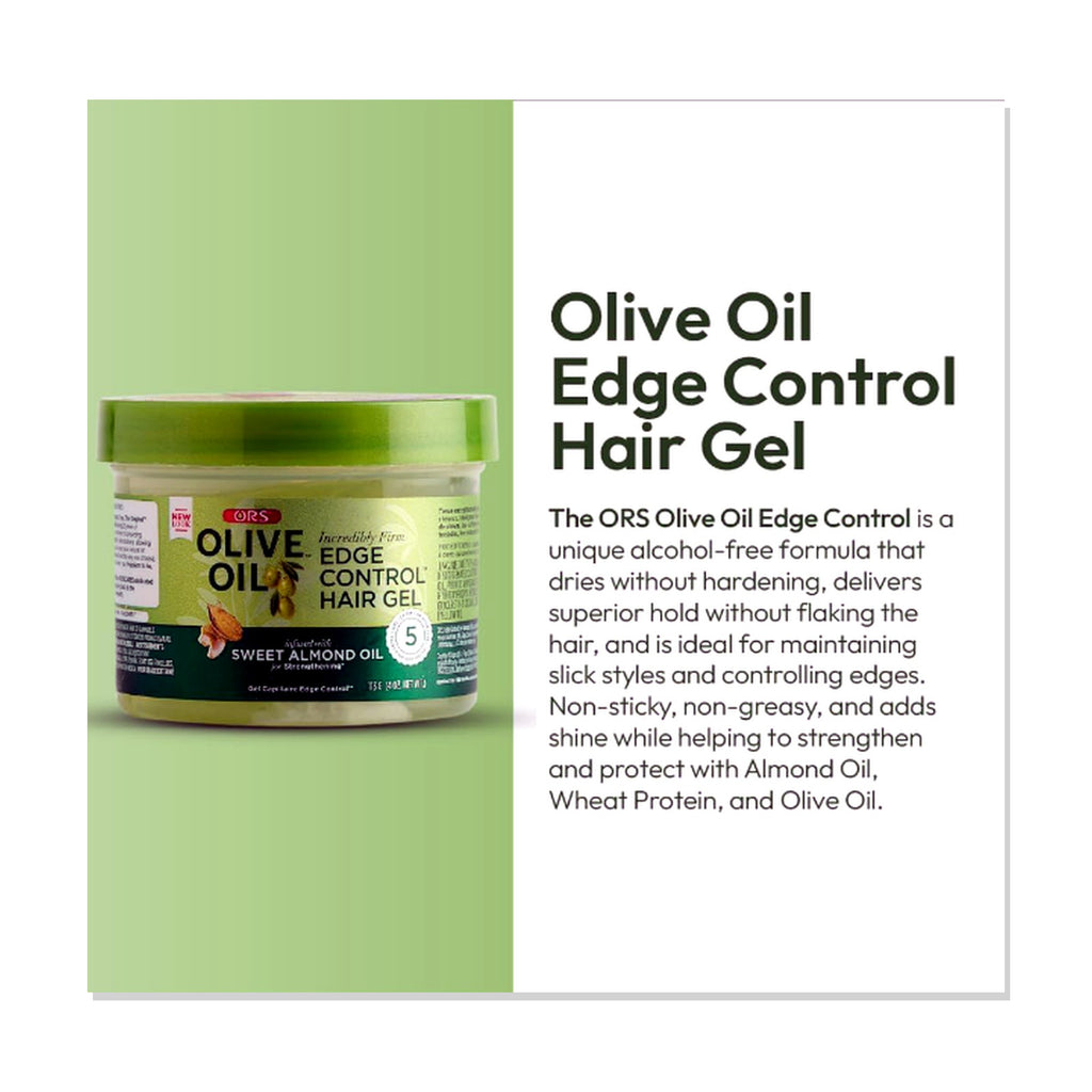 ORS Olive Oil Formula Edge Control Hair Gel with Sweet Almond Oil – 4oz