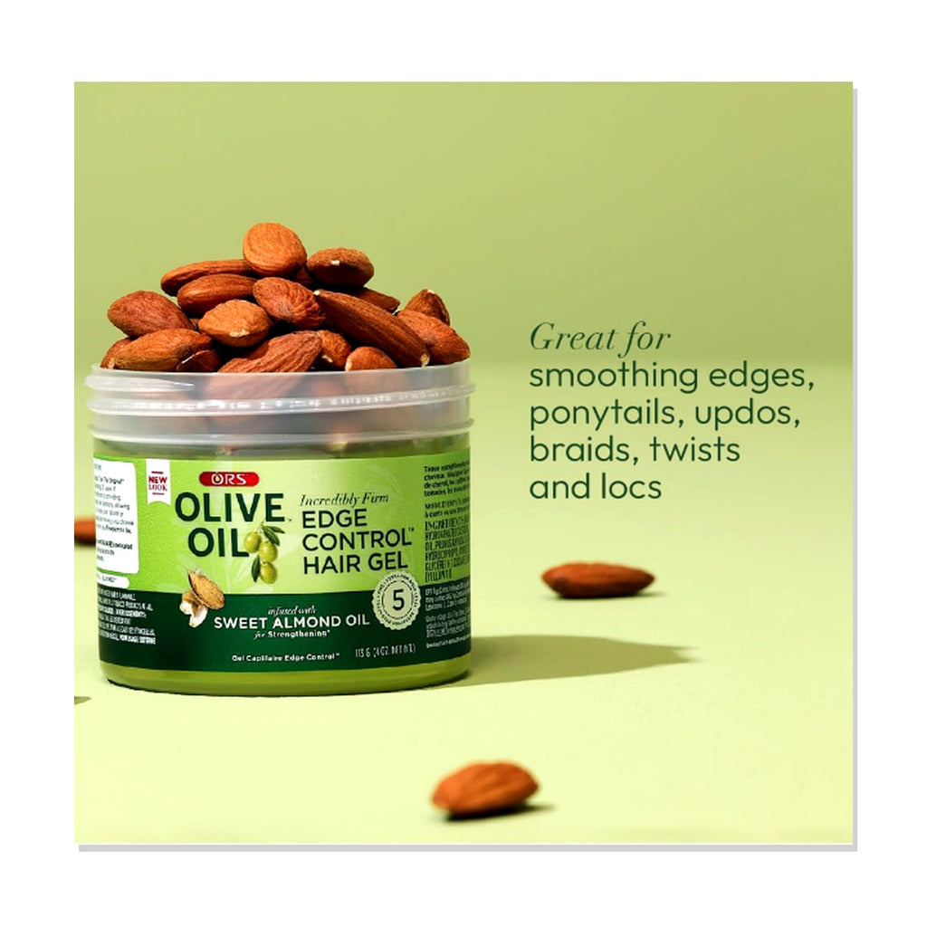 ORS Olive Oil Formula Edge Control Hair Gel with Sweet Almond Oil – 4oz
