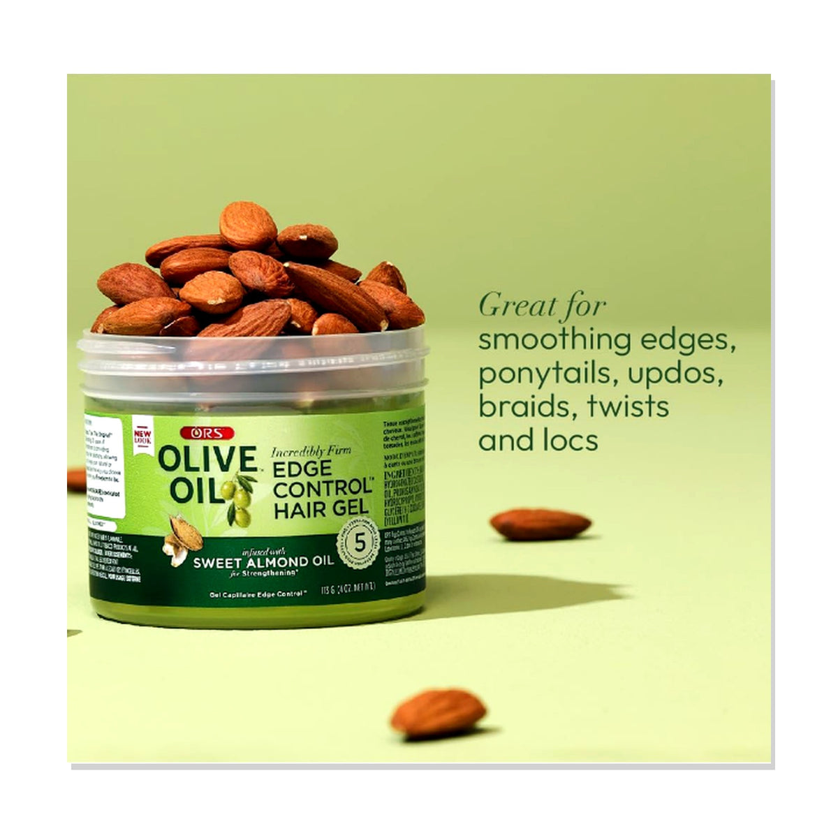 ORS Olive Oil Formula Edge Control Hair Gel with Sweet Almond Oil – 4oz
