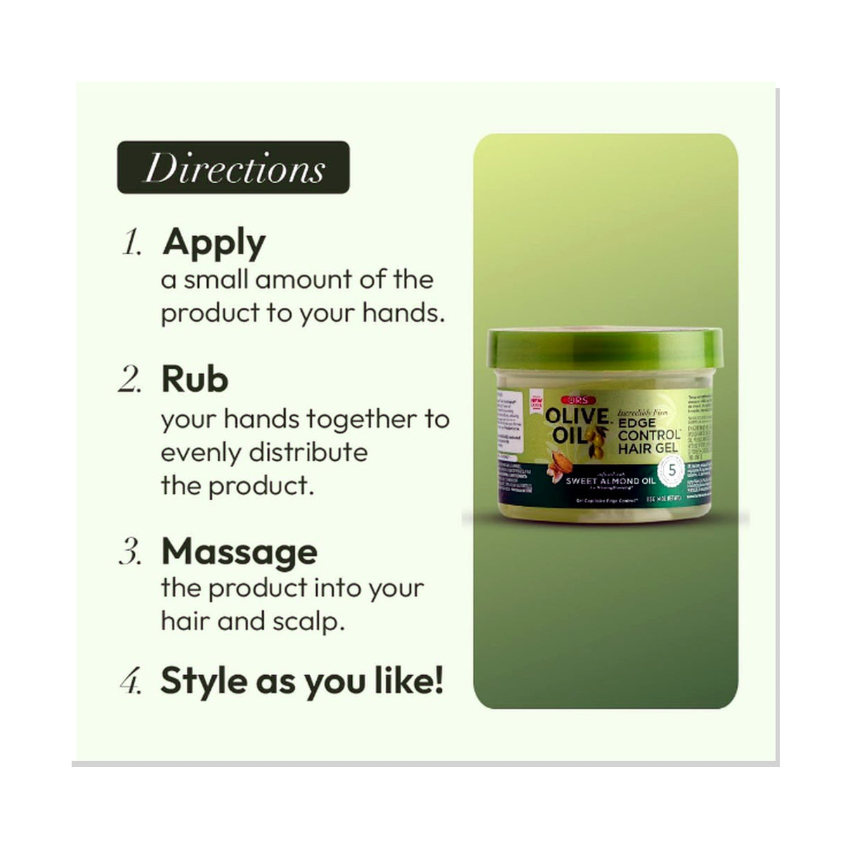 ORS Olive Oil Formula Edge Control Hair Gel with Sweet Almond Oil – 4oz